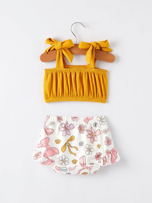 Yellow Bow and Floral Set