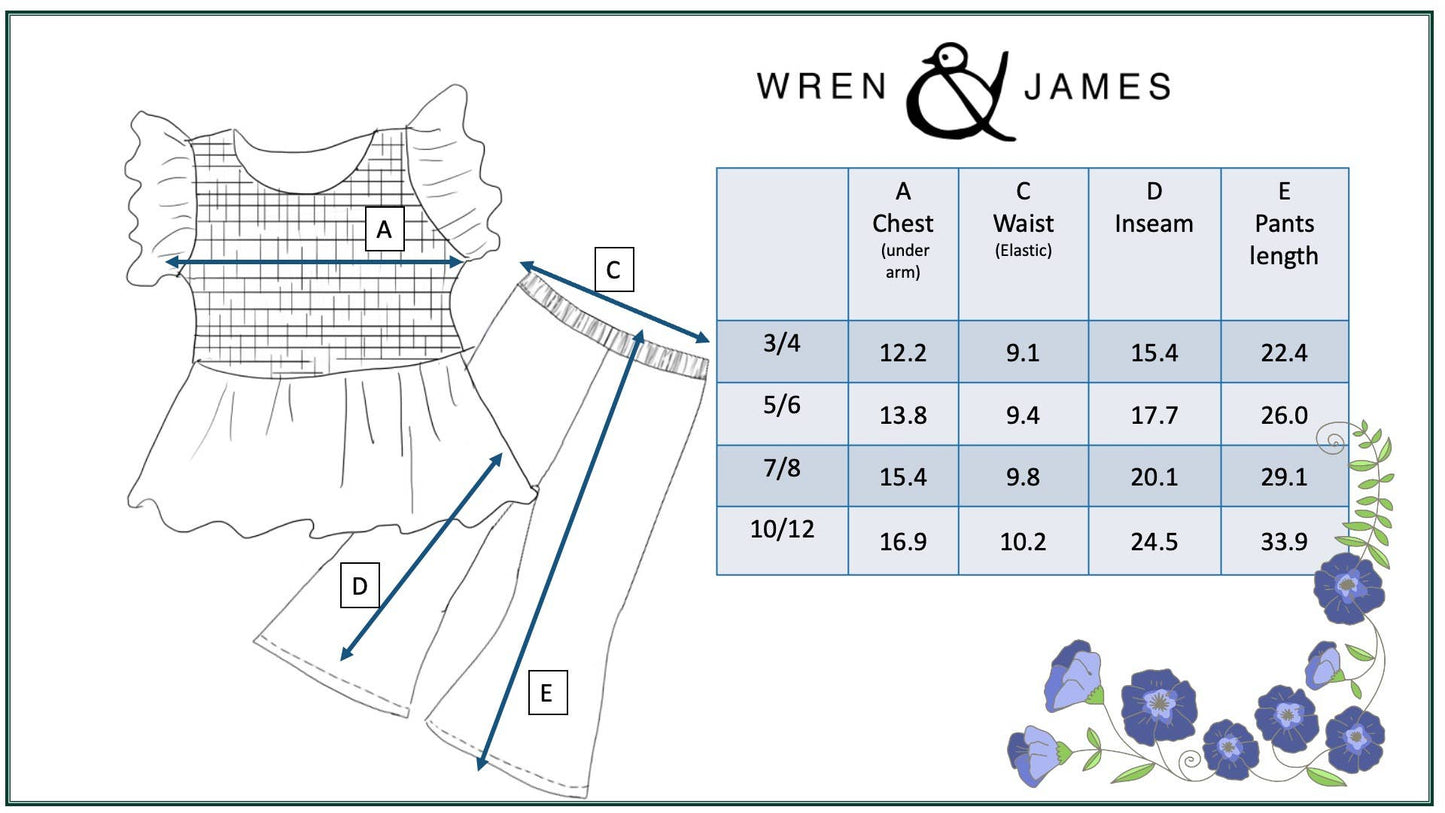 Olive Ruffle Top + Floral Bell Bottom Set
