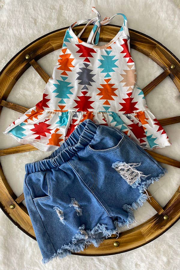 Aztec Halter Top + Shorts Set