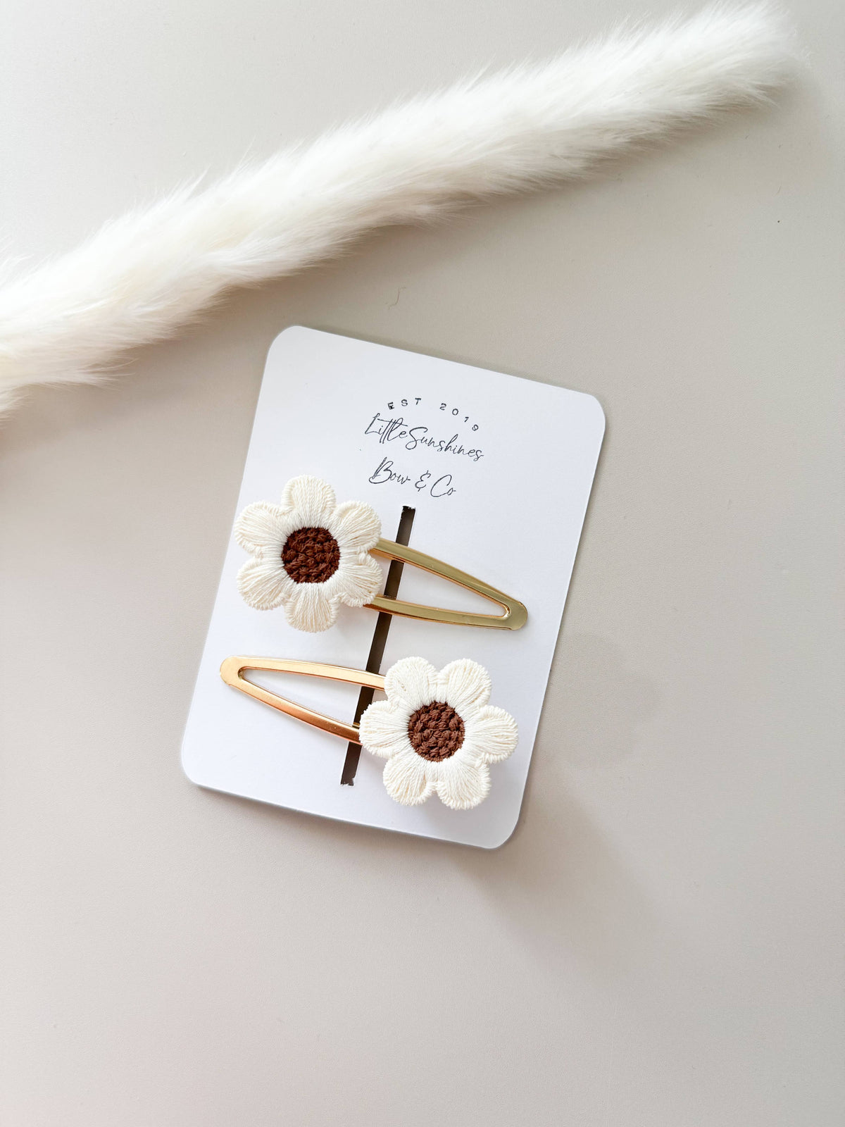 Brown Flower Hair Clips
