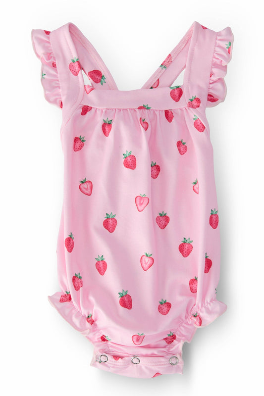 Sweet Strawberries Ruffle Romper