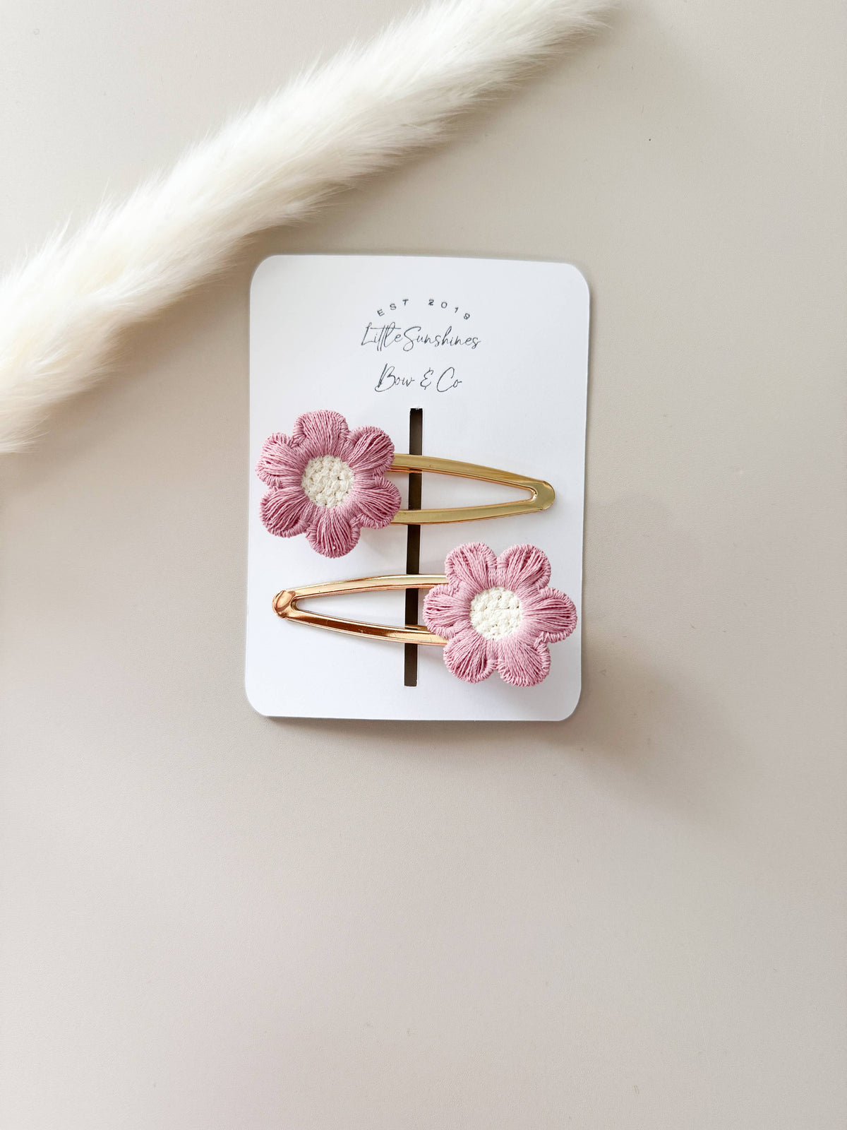 Brown Flower Hair Clips