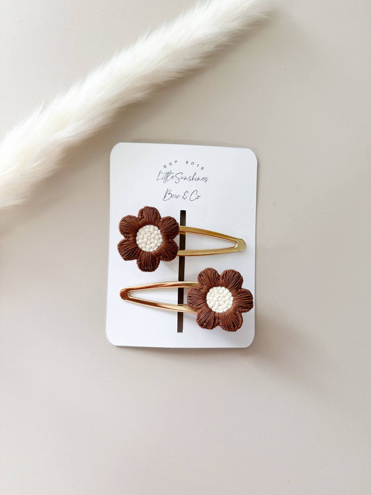 Brown Flower Hair Clips
