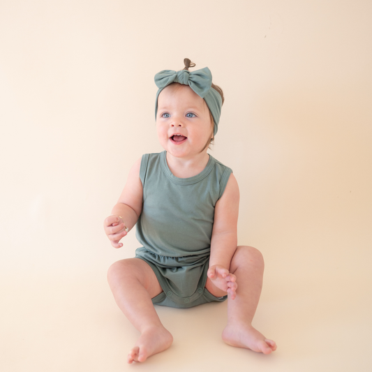 Organic Cotton Playsuit – Basil Green