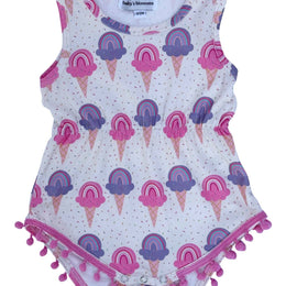 Dillon Pom Pom Romper - Rainbow Swirl