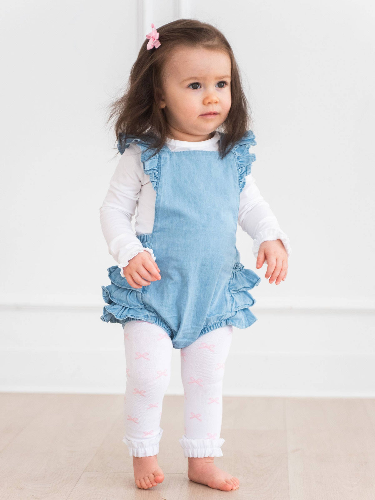 Pink Bow Ruffle Tights