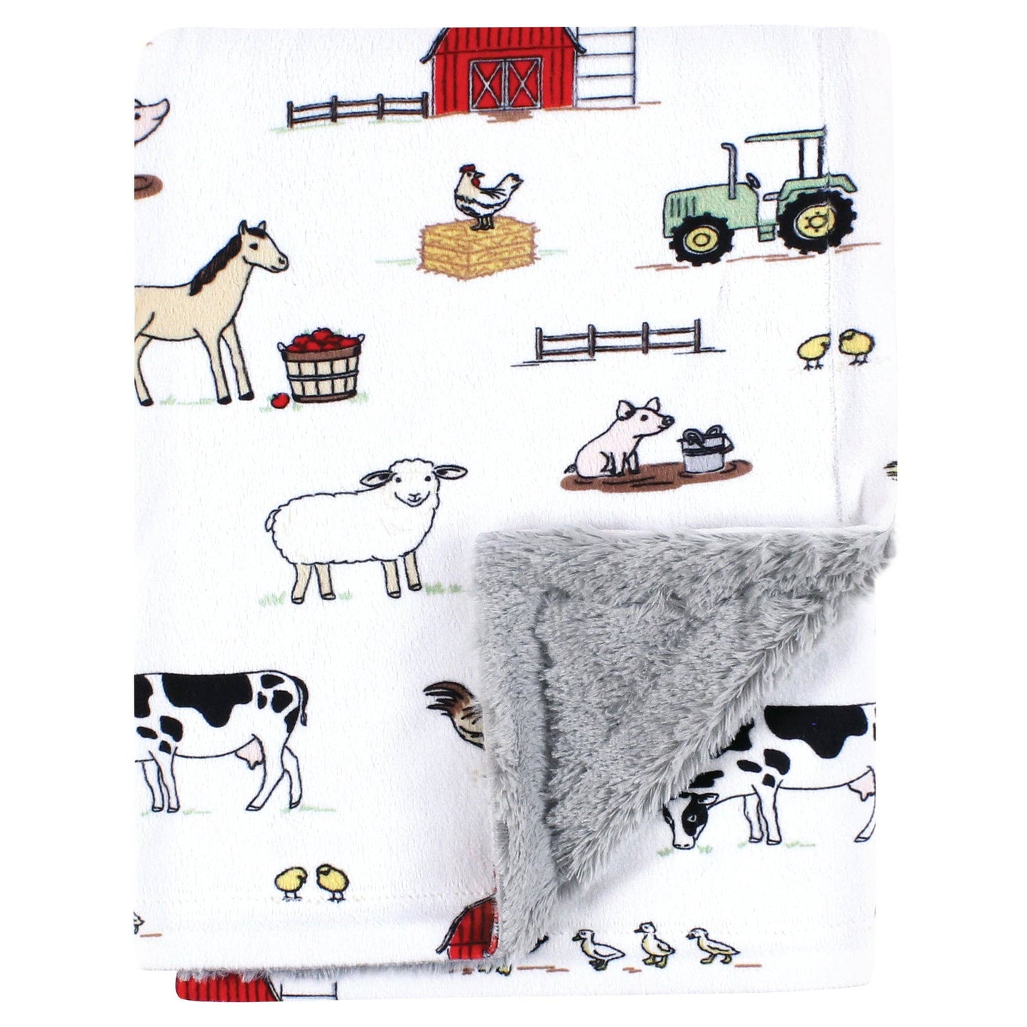 Farm - Grey Plush Blanket