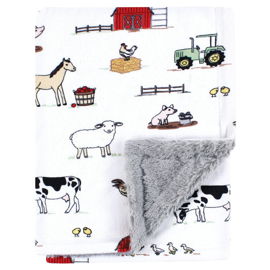 Farm - Grey Plush Blanket