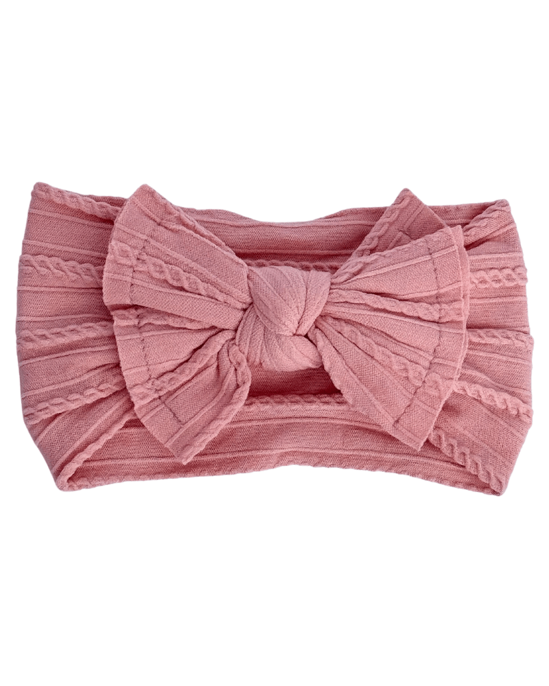 Solid Knit Nylon Headband - Rose Pink