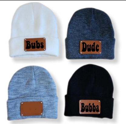 Baby/Toddler Leather Patch Beanie Hat