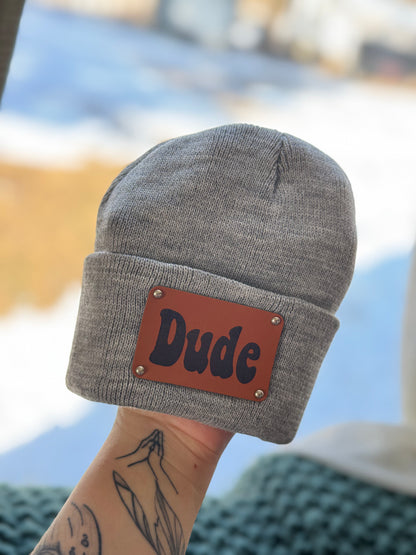 Baby/Toddler Leather Patch Beanie Hat