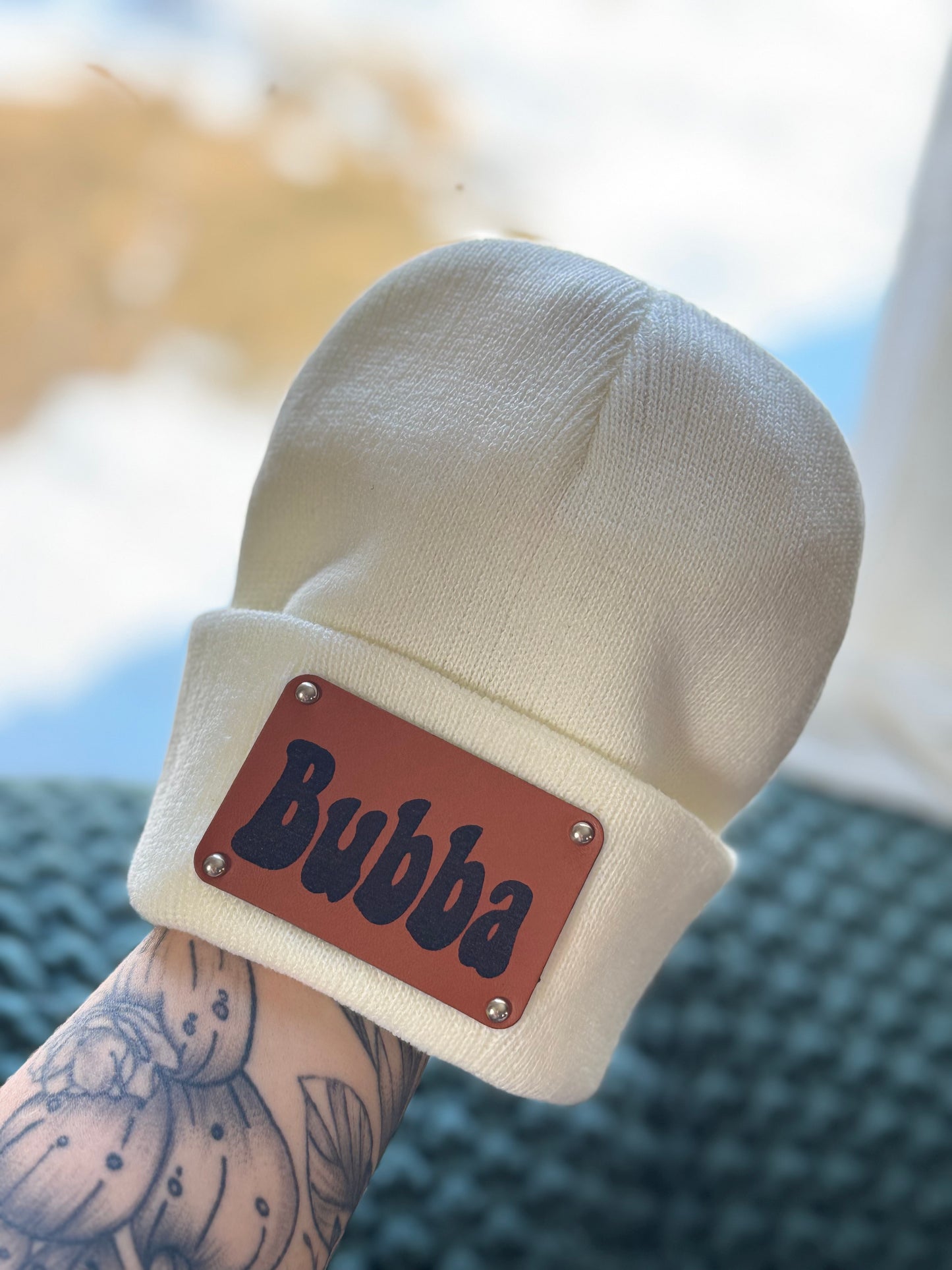 Baby/Toddler Leather Patch Beanie Hat