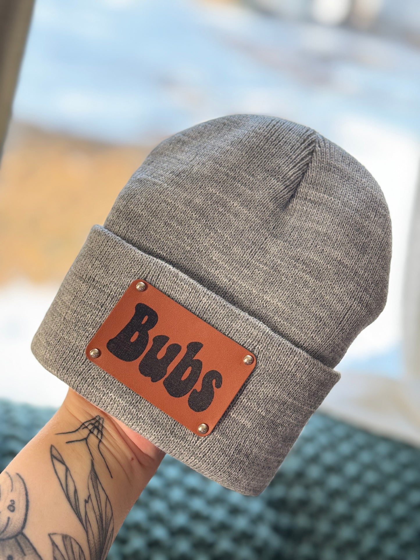 Baby/Toddler Leather Patch Beanie Hat