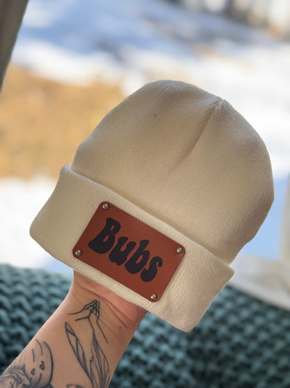 Baby/Toddler Leather Patch Beanie Hat