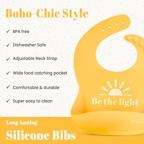 Be the Light & Sun Silicone Bibs | 2 pack