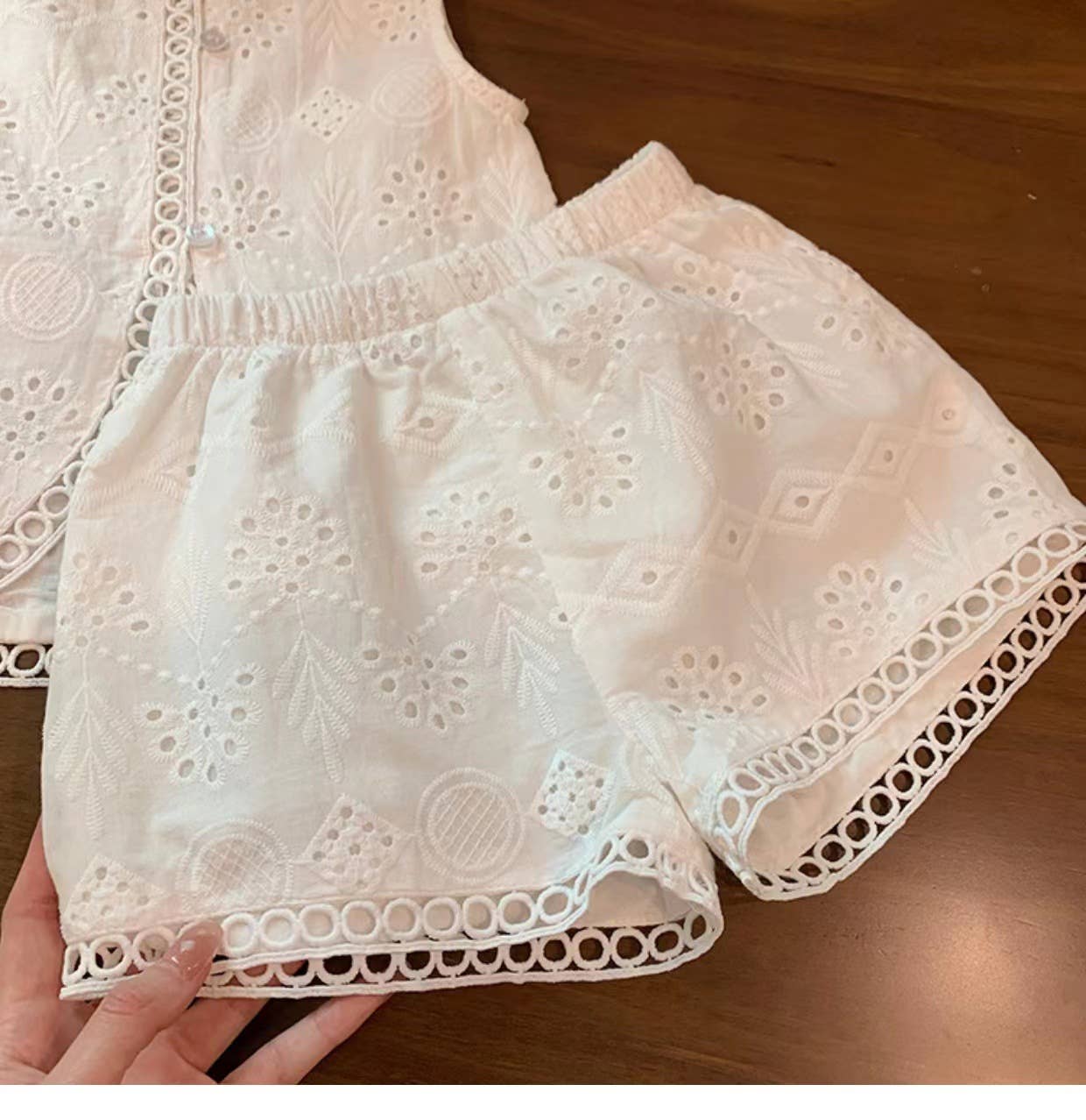 White Lace Tank Top Shorts Set