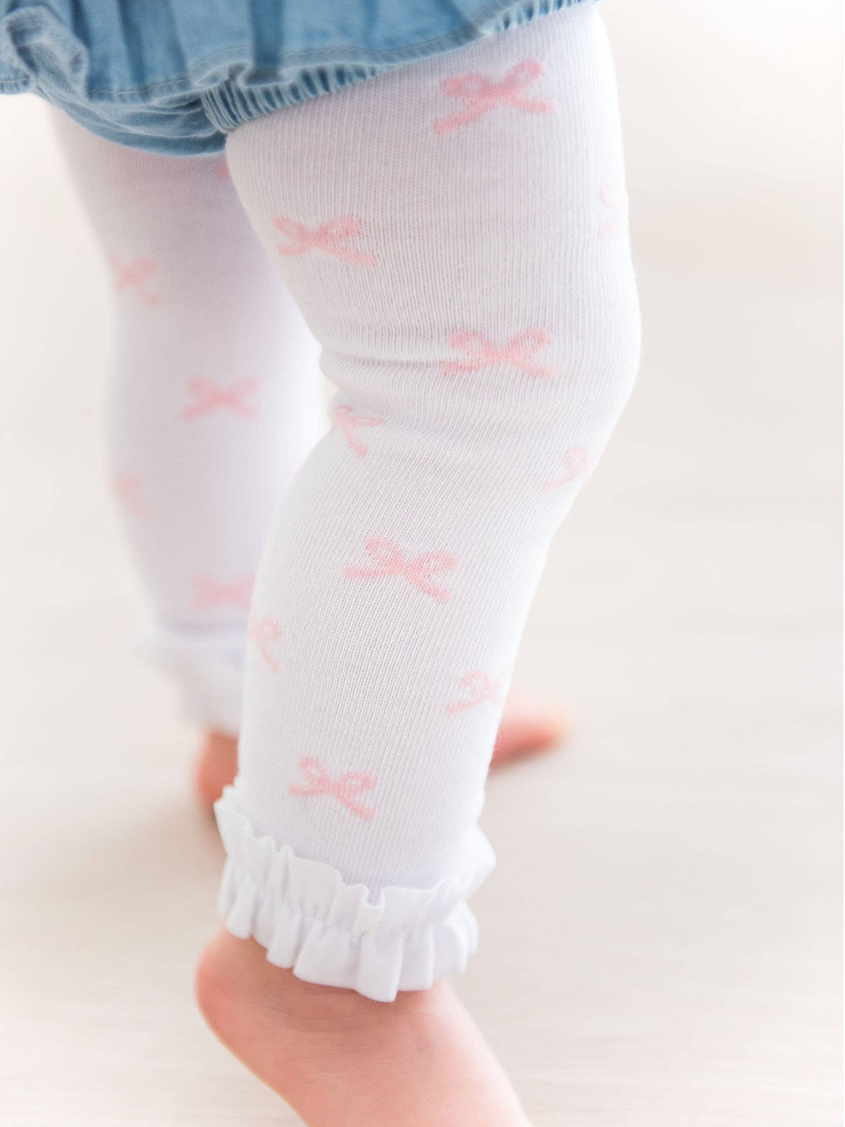 Pink Bow Ruffle Tights