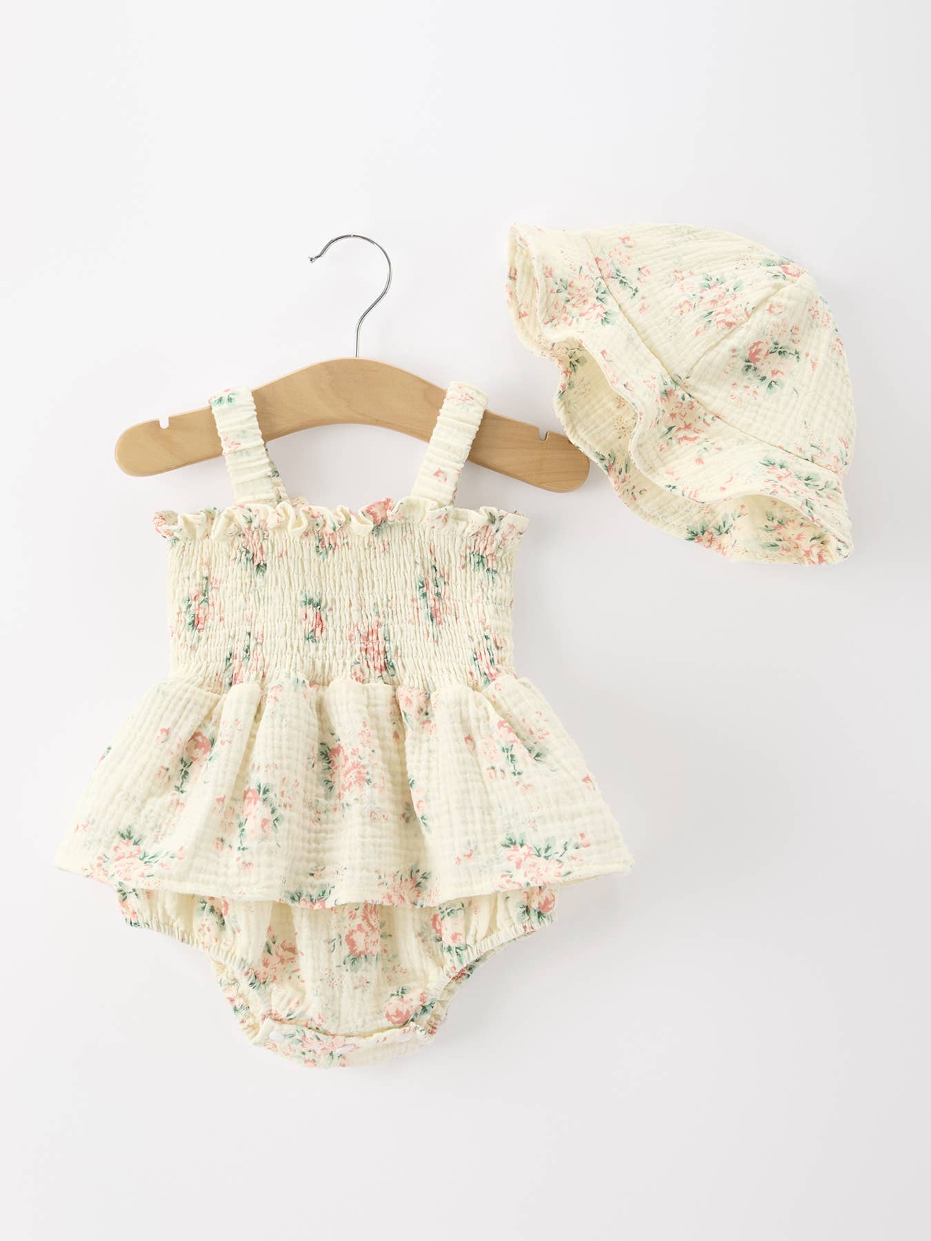 Granny’s Floral Romper + Hat Set