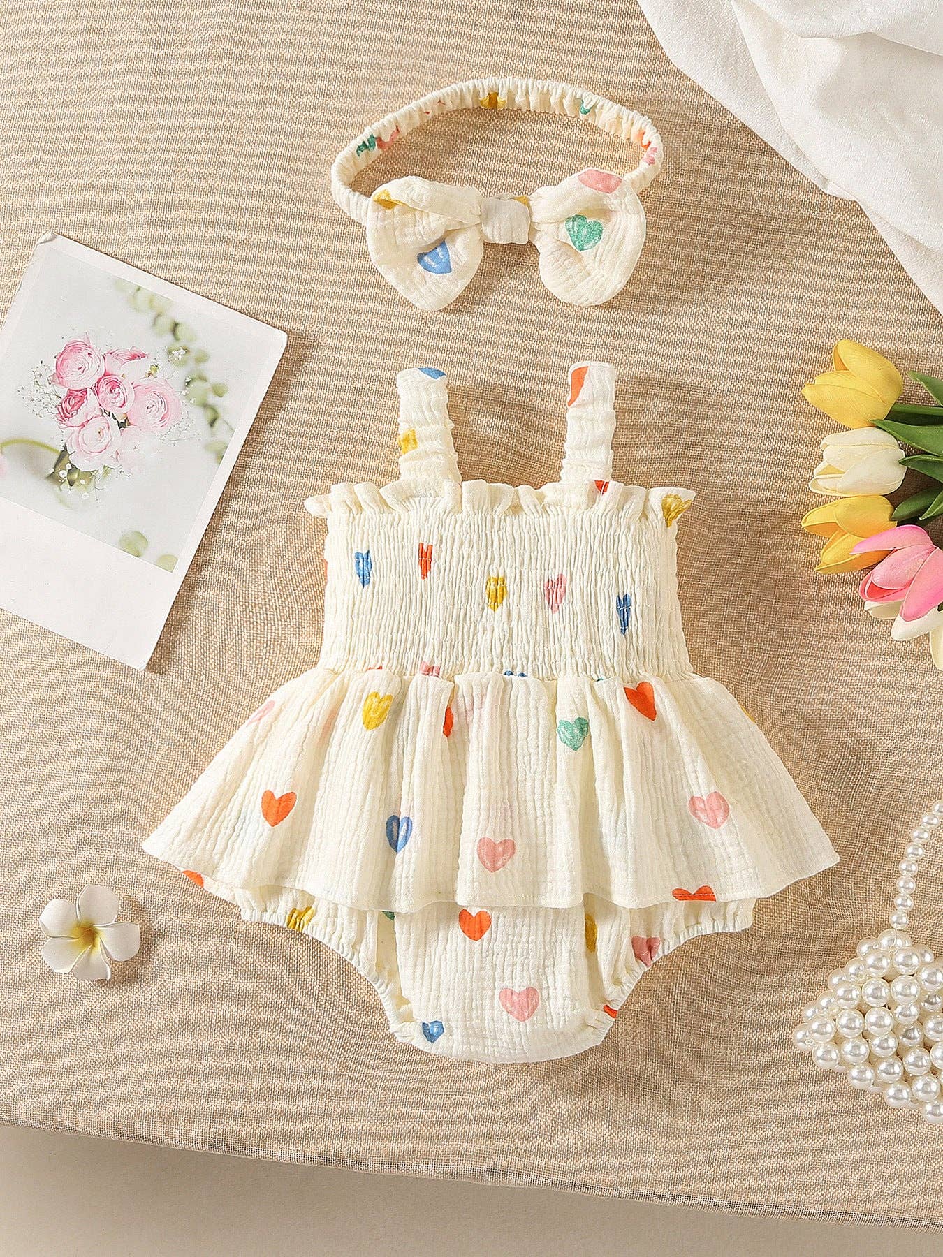 Heart Romper Set & Bow
