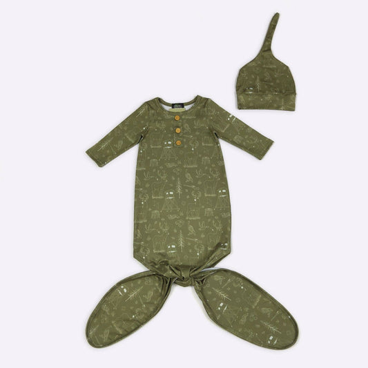Moss Forest Baby Knotted Gown