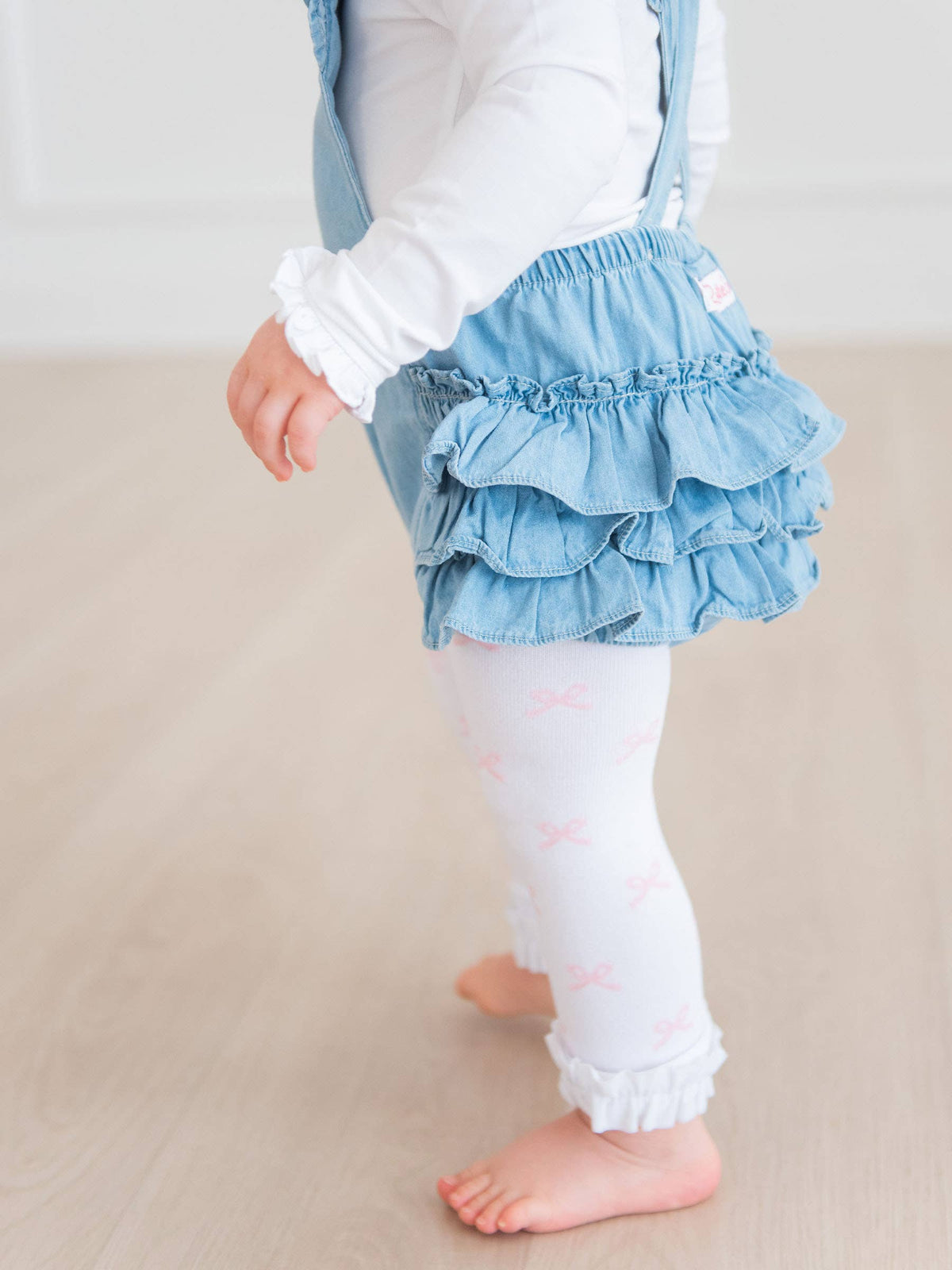 Pink Bow Ruffle Tights